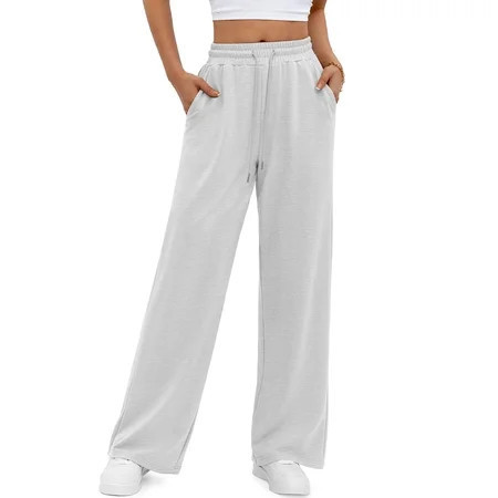 Fantaslook Wide Leg Sweatpants for Women Casual High Waisted Baggy Sweatpants Drawstring Workout Pants with Pockets Fashion Outfits | Walmart (US)