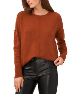 Vince Camuto Women's Cozy Crewneck Long-Sleeve Extend-Shoulder Sweater - Electric Green | Macy's