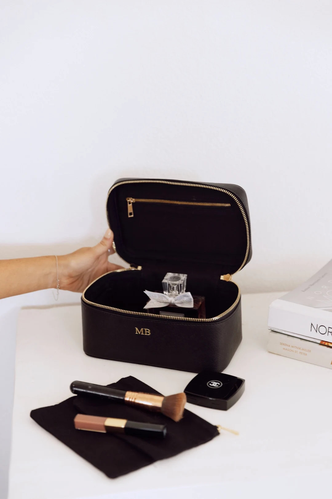 Personalised Black Saffiano Leather Vanity Case, Makeup Bag With Monogram, Saffiano Leather Cosme... | Etsy (US)