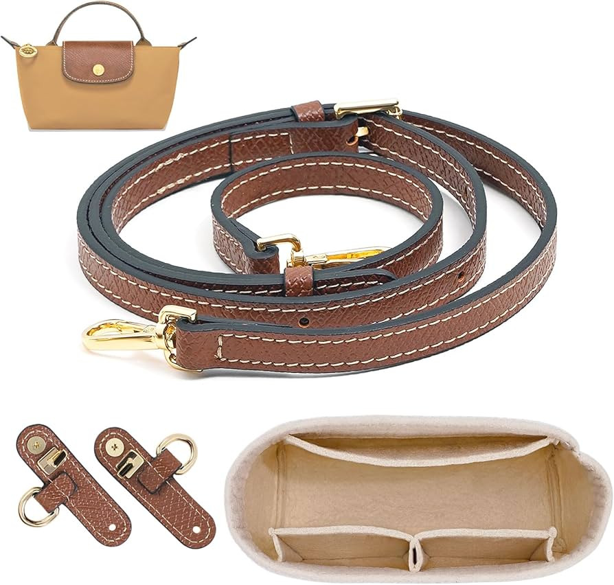 2 Kit Mini Bag Leather Shoulder Strap and Felt Purse Organizer Insert for Longchamp mini XS Bag P... | Amazon (US)