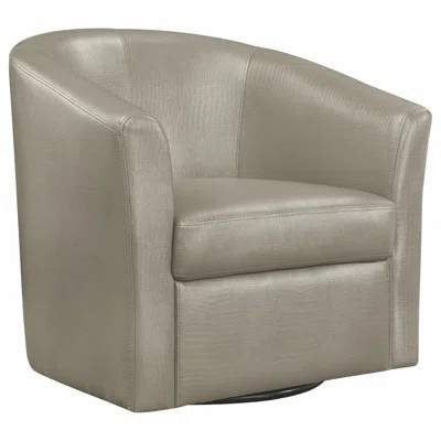Champagne Swivel Armchair with Faux Leather, Comfortable Barrel-Back Design, and Versatile Decor Compatibility | Wayfair North America