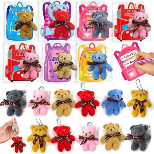 24 Pack Prefilled Bear Stuffed Toys with 7 Colors Plush Animals Keychain Toys Decoration Valentin... | Amazon (US)