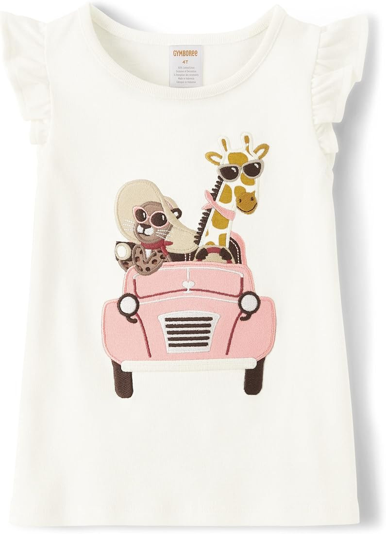 Gymboree Girls' and Toddler Spring and Summer Embroidered Graphic Short Sleeve T-Shirts | Amazon (US)