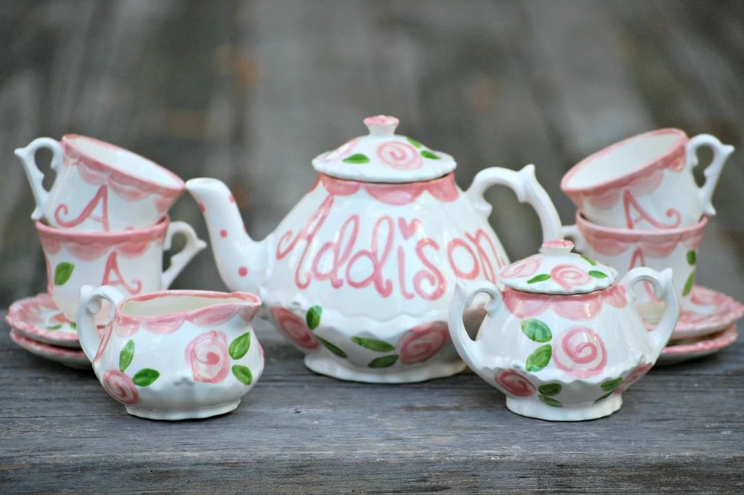 Tea Set Personalized for Little Girls // Child's Sized Tea Set, Handpainted, Custom, Personalized... | Etsy (US)