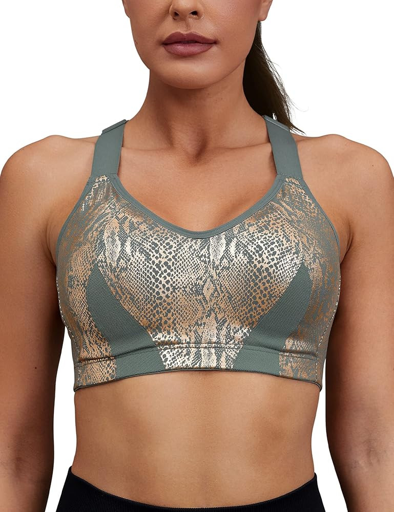 Wingslove Womens Sports Bra High Impact Full Coverage Padded Push Up Workout Bra Cross Back Plus ... | Amazon (US)