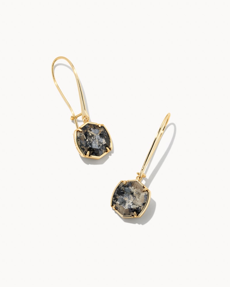 Davis Gold Drop Earrings in Black Pyrite | Kendra Scott