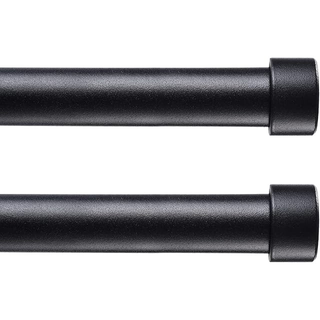 Ivilon Drapery Window Curtain Rod - End Cap Style Design 1 Inch Pole. 72 to 144 Inch Color Black | Amazon (US)