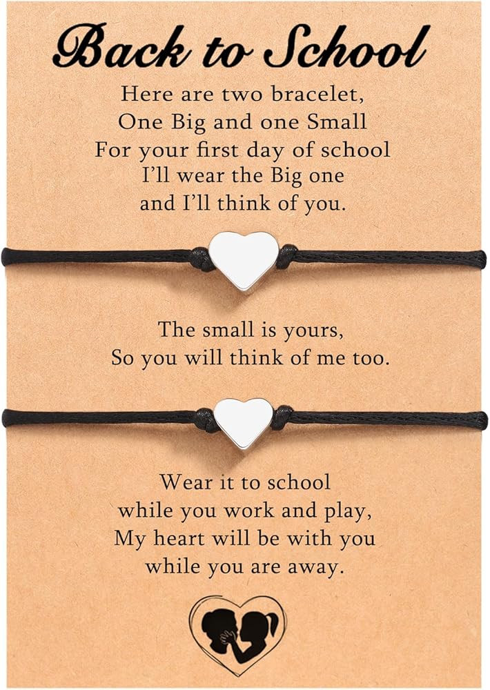 UNGENT THEM Back to School Mother Daughter Bracelets Matcing Heart Charm Wish Bracelets First day... | Amazon (US)