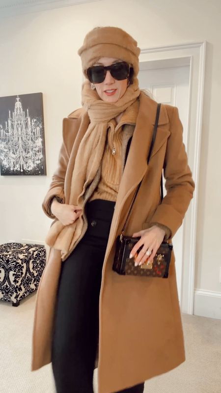 50’shades of camel?! Here’s my go to Monday outfit with a litt scarf hack that’s perfect if you forget your winter hat!! These are my favorite trousers, tts and the chocolate suede booties are 15% off with code ziba15 🖤

#LTKstyletip #LTKworkwear #LTKshoecrush