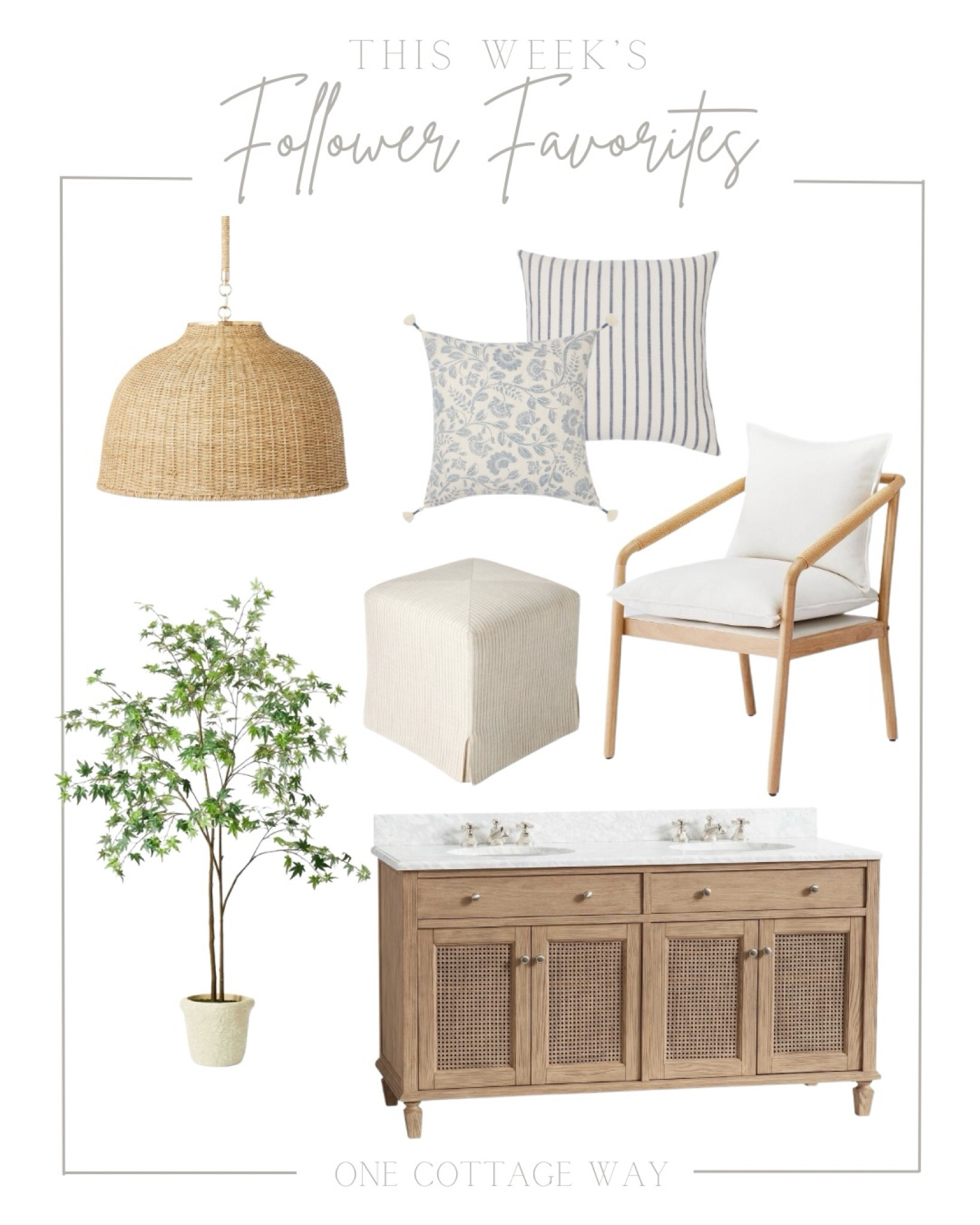 Follower Favorites🤍

Woven pendant light, blue and white throw pillows, bathroom vanity, target threshold, faux tree, slipcover ottoman, accent chair, studio mcgee, neutral home decor, coastal farmhouse

#LTKhome #LTKfindsunder100 #LTKsalealert