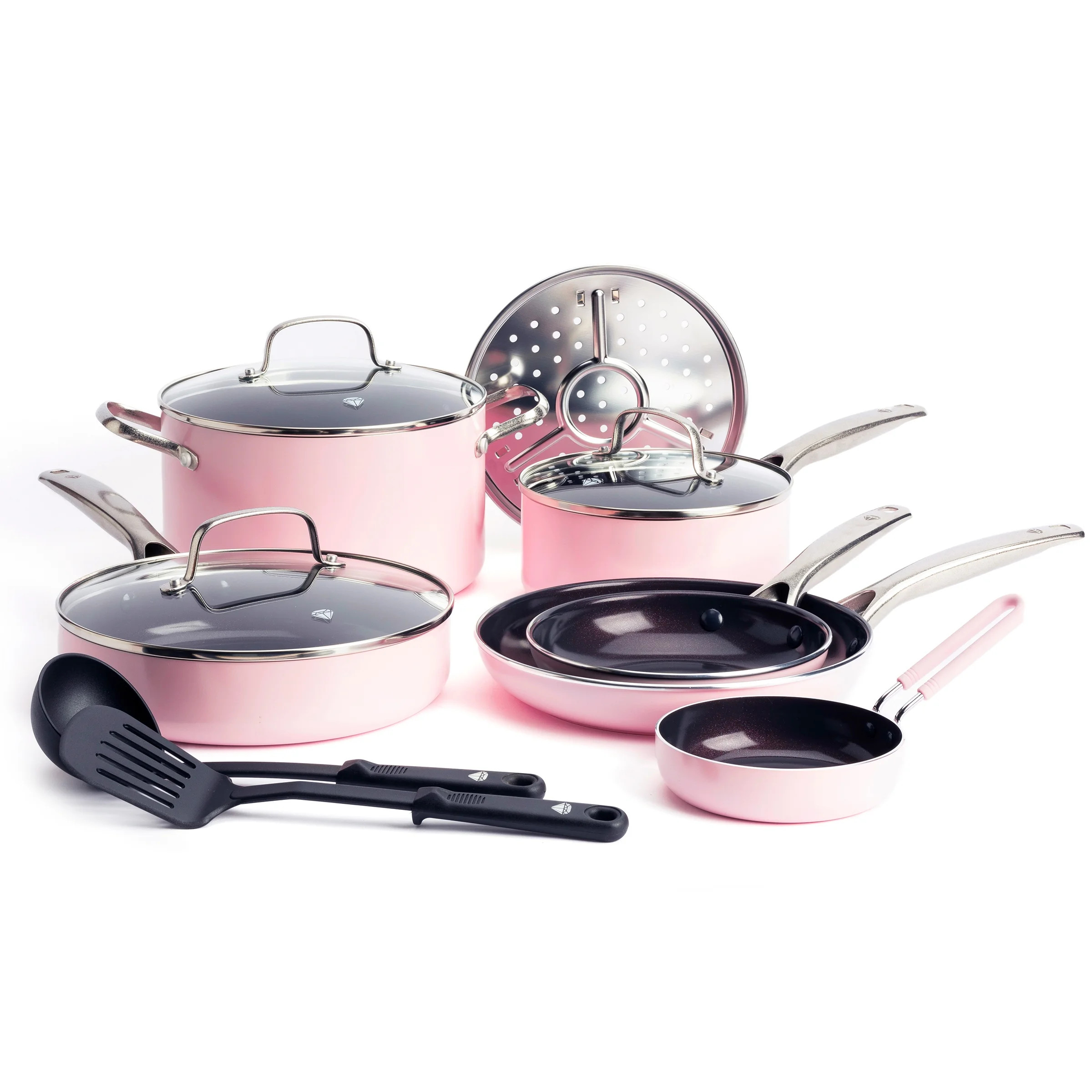 Blue Diamond Pink Diamond 12pc Cookware Set - Walmart.com | Walmart (US)