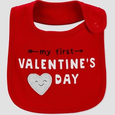 Baby &#39;My First Valentine&#39;s Day&#39; Bib - Just One You&#174; made by carter&#39;s Red | Target