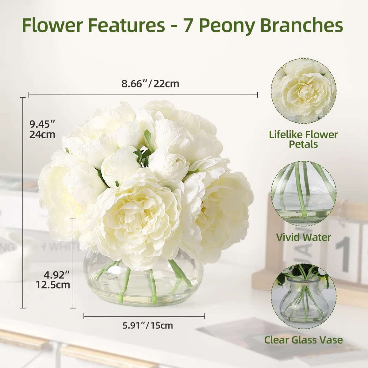 Elegant Real Touch Artificial Peonies in Glass Vase | Wayfair North America