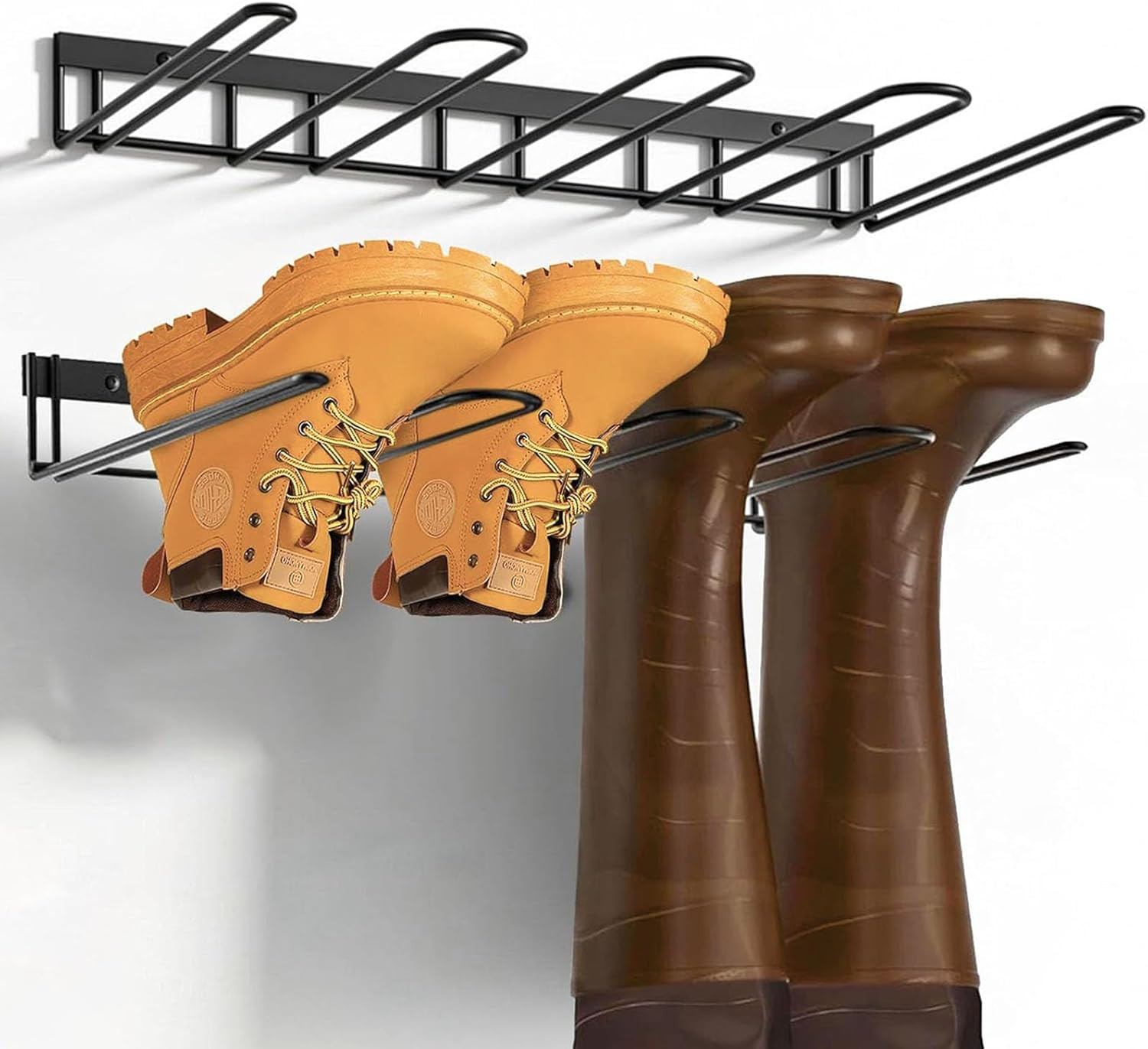 Boot Rack - 4-Pair Wader Hangers Wall Mount Sturdy Metal Cowboy Boot Hangers - Wall Boots Holder ... | Amazon (US)