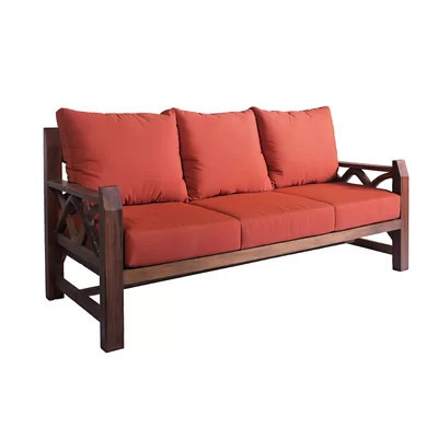 teak outdoor 3 seater sofa with sunbrella cushions | Wayfair North America
