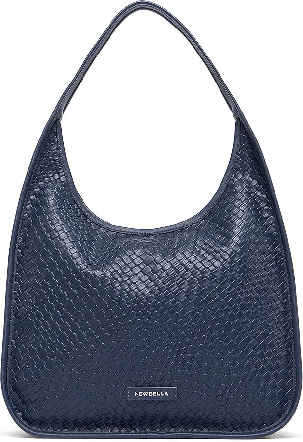 NEWBELLA Hobo Purse, PU Leather Shoulder Bag, Tote Handbag for Work and Travel (Woven Navy Blue) | Amazon (US)