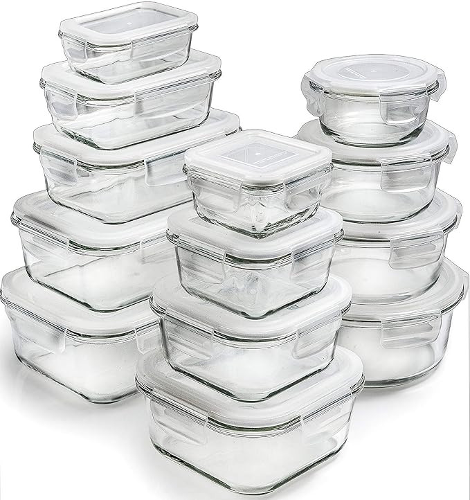 Prep Naturals Glass Storage Containers with Lids (13-Pack) - Glass Food Storage Containers Airtig... | Amazon (US)