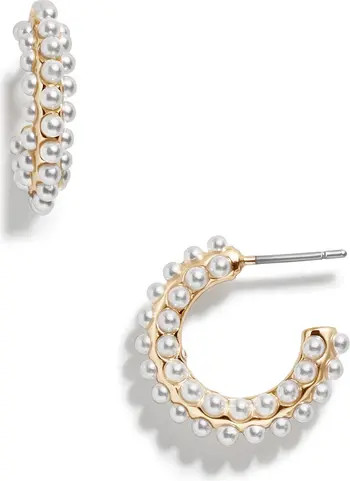 Nina Imitation Pearl Hoop Earrings | Nordstrom
