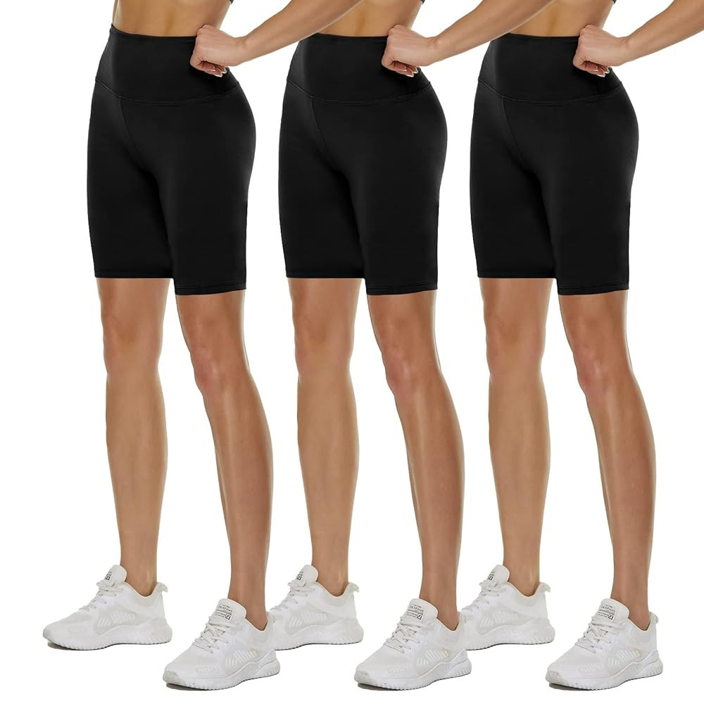 3 Pack High Waisted Biker Shorts for Women – 3"/ 5"/ 8" Black Workout Yoga Compression Novelty ... | Amazon (US)