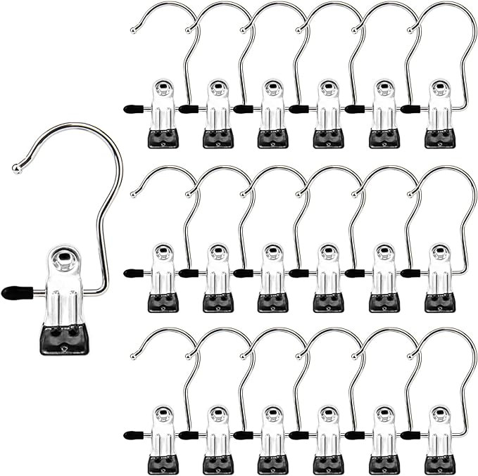 Laundry Hooks Hanging Clips Clothes Pins Closet Hanger Organizer Clamps Socks Towel Clips Heavy D... | Amazon (US)