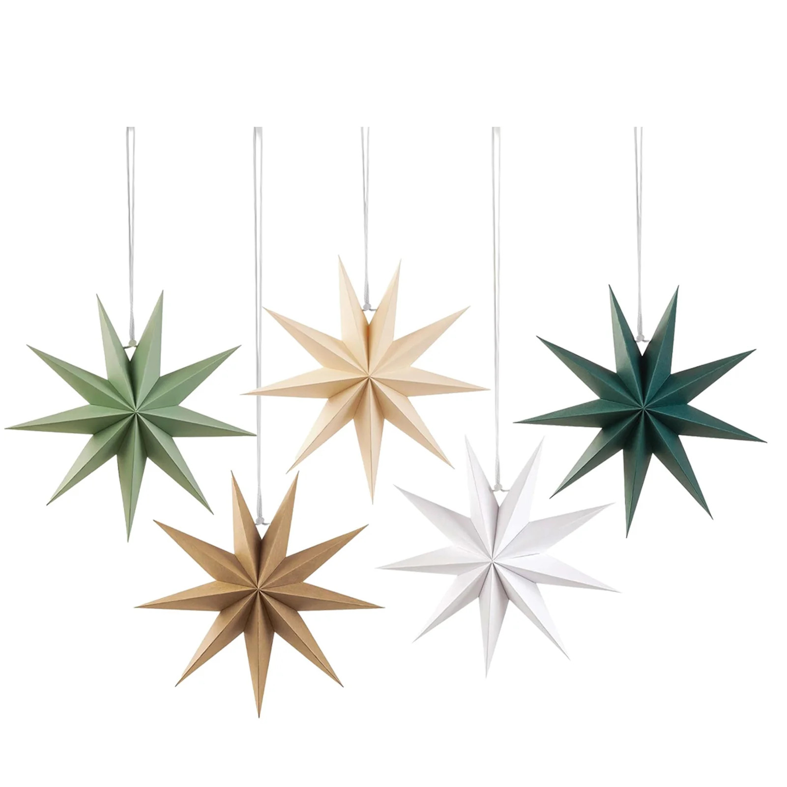 Skymirror 5 Pcs 9-Pointed Star Paper Lantern 12 Inch 3D Christmas Paper Star Ceiling Hanging Orna... | Walmart (US)