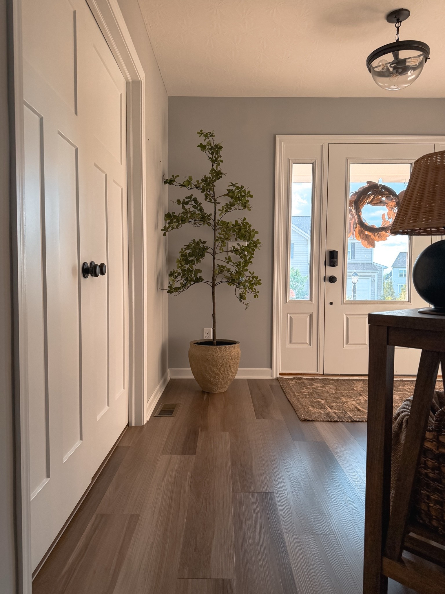 Entryway, foyer, faux tree, planter, hallway, indoor rug, corner styling

#LTKHome