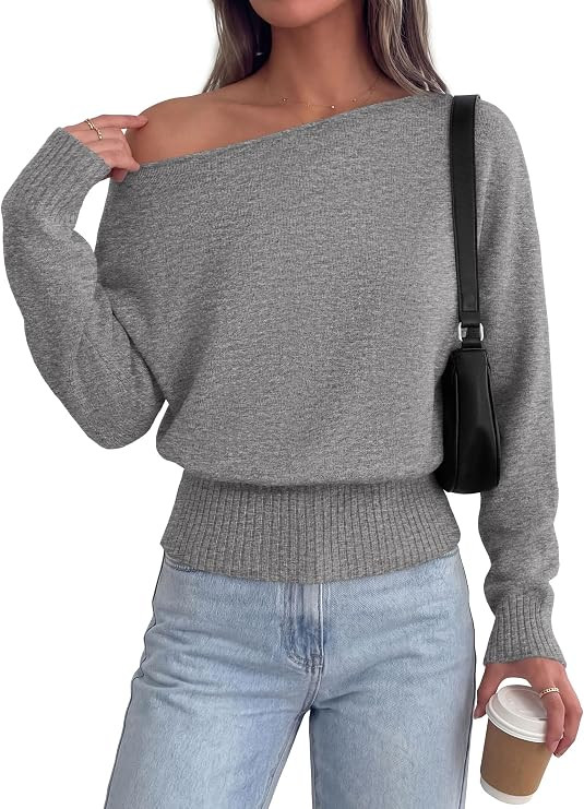 PRETTYGARDEN Womens Off The Shoulder Sweater Fall Fashion | Soft Stretchy Knit Fabric, Batwing Lo... | Amazon (US)