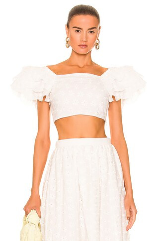 CAROLINE CONSTAS Estelle Top in White - White. Size S (also in ). | FWRD 