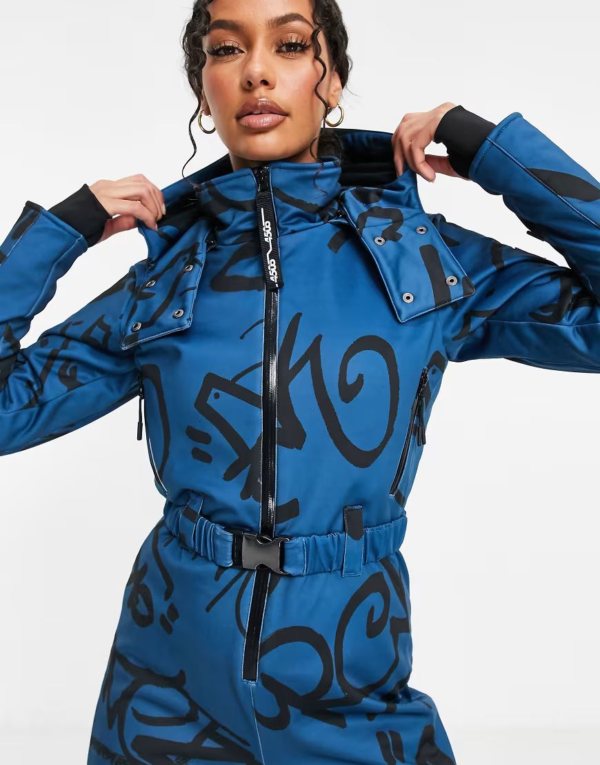 ASOS 4505 ski fitted belted ski suit in graffiti with hood-Multi | ASOS (Global)