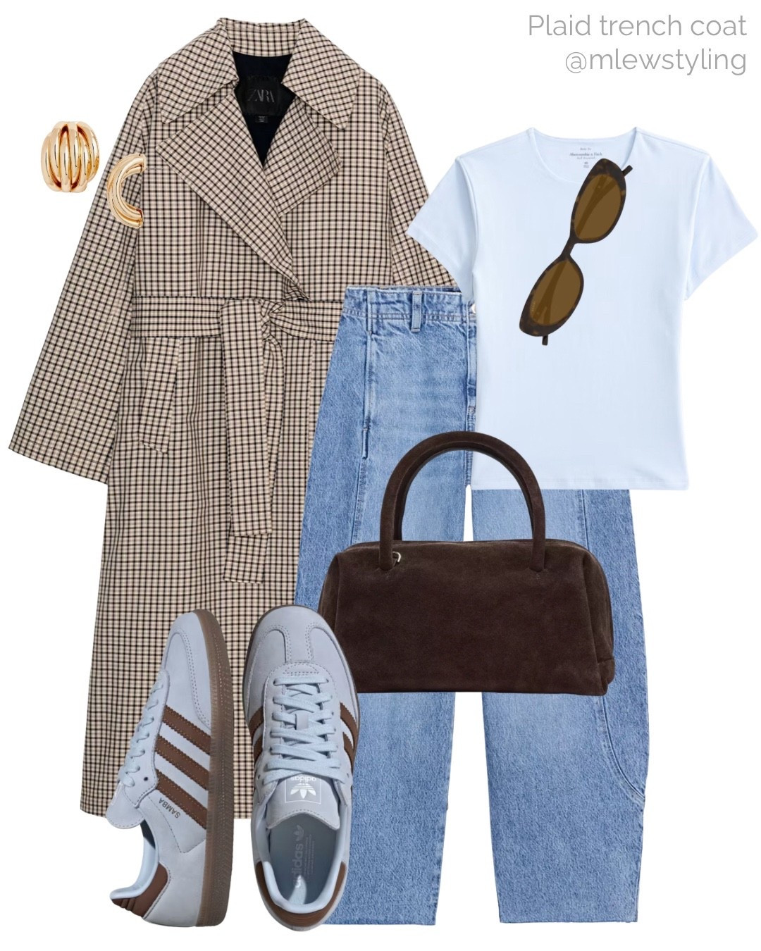 Powder blue & plaid 🩵

Tags: spring outfit, Zara trench coat, Abercrombie fitted T-shirt, blue and brown adidas sneakers, barrel leg jeans, brown suede bag, ysl sunglasses, capsule wardrobe, neutral aesthetic, spring trends 

#LTKootd #LTKgrwm #LTKSeasonal