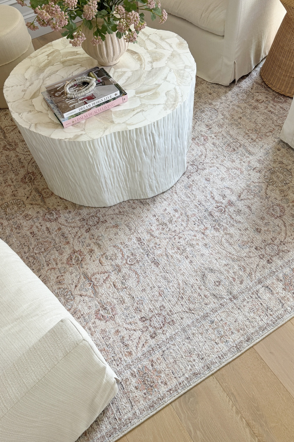 This @wayfair rug in my sitting room is a new addition and I am thrilled with it! It’s perfect for this room since it gets a lot of traffic from us and the dogs! It’s a very durable material but still soft and plush underfoot. The cream, muted blue, and mauve tones add just the right amount of depth and dimension to this space. #wayfairpartner #onlyatwayfair #wayfair

#LTKHome #LTKSaleAlert #LTKStyleTip