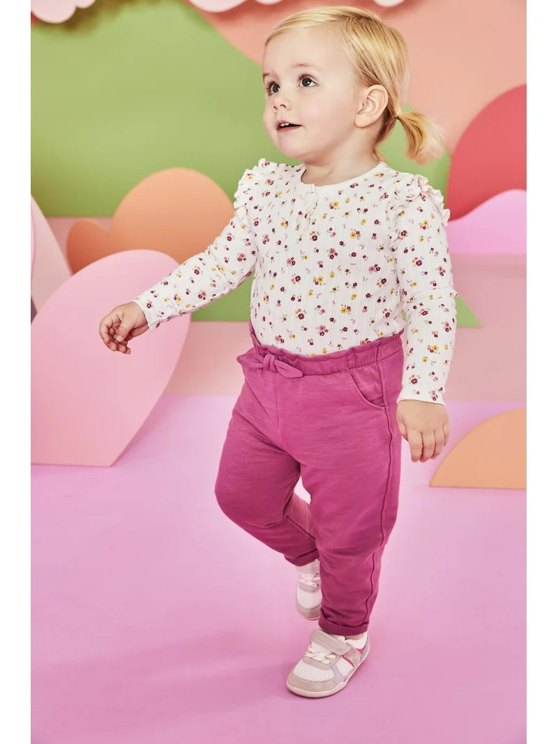 Garanimals Baby Girl Henley Printed Bodysuit with Long Sleeves, Sizes 0-24 Months | Walmart (US)