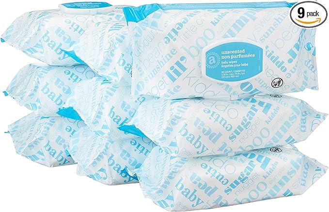 Amazon Elements Baby Wipes, Unscented,White 720 Count, 80 Count (Pack of 9) | Amazon (US)