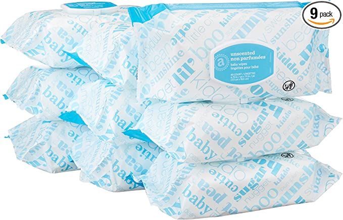Amazon Elements Baby Wipes, Unscented,White 720 Count, 80 Count (Pack of 9) | Amazon (US)