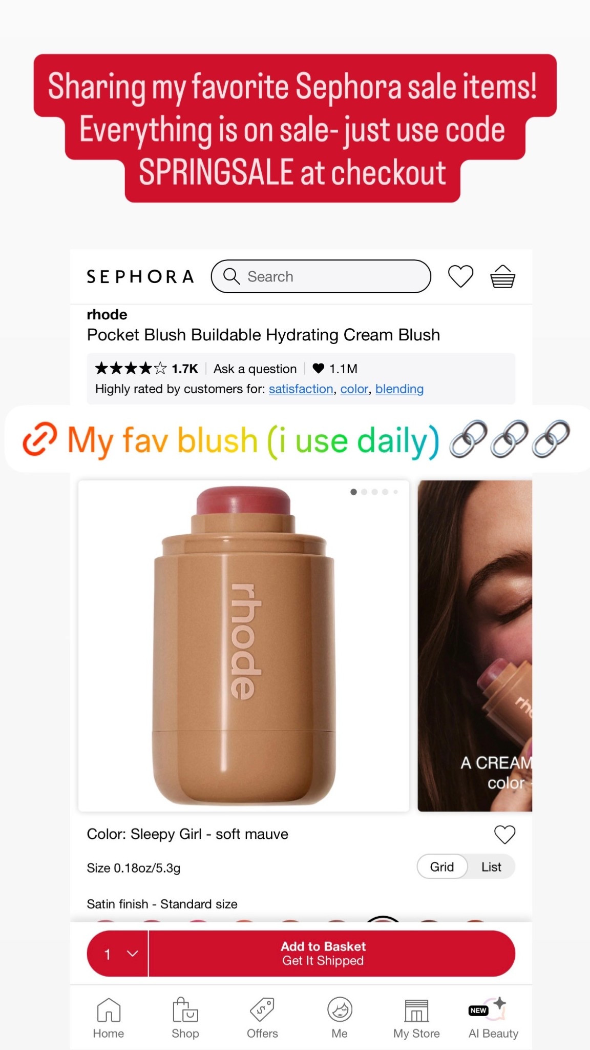 Sephora sale favorite Rhode blush cream 

#LTKBeauty
