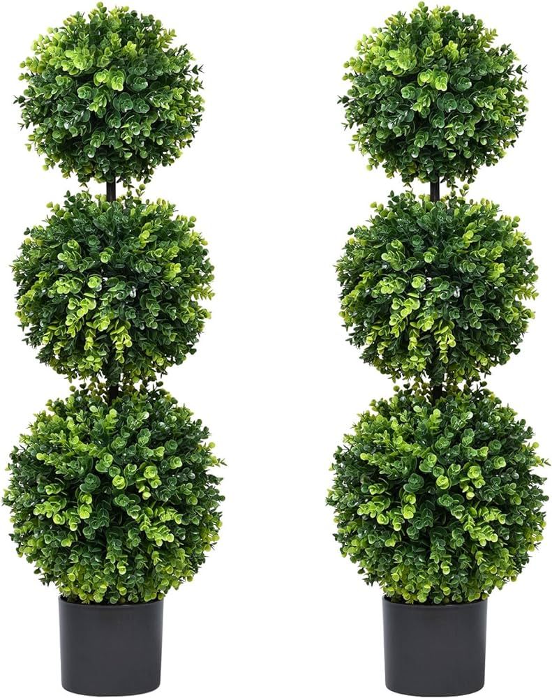 Lvydec 2 Pack Artificial Boxwood Topiary Tree, 3ft Topiary Ball Tree Potted Plants Decoration for... | Amazon (US)