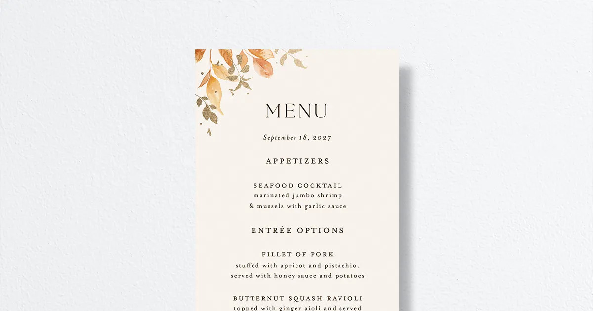 Autumn Frame Menus | The Knot 