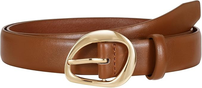 JASGOOD Leather Belts for Women Cute Casual Waist Belt with Gold Buckle Ladies for Jeans Pants Dr... | Amazon (US)