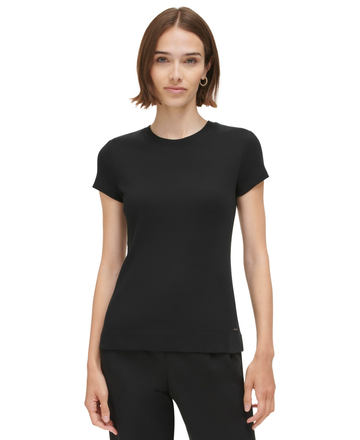 Calvin Klein Women's Short Sleeve Cotton T-Shirt - Black | Macy's