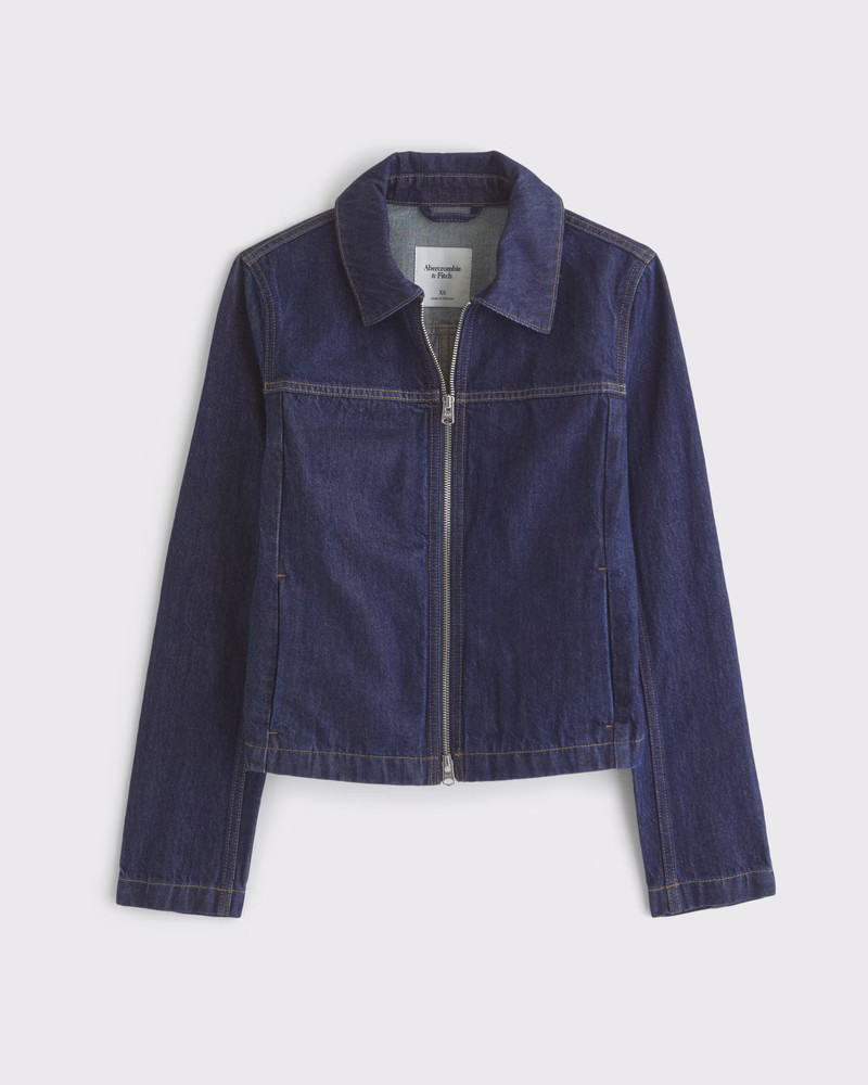 Slim Double-Zip Denim Jacket | Abercrombie & Fitch (US)