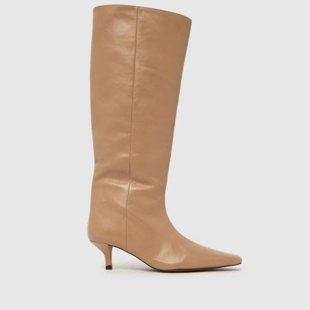 Womens Natural schuh Darce Leather Wide Leg Knee Boots | schuh | Schuh