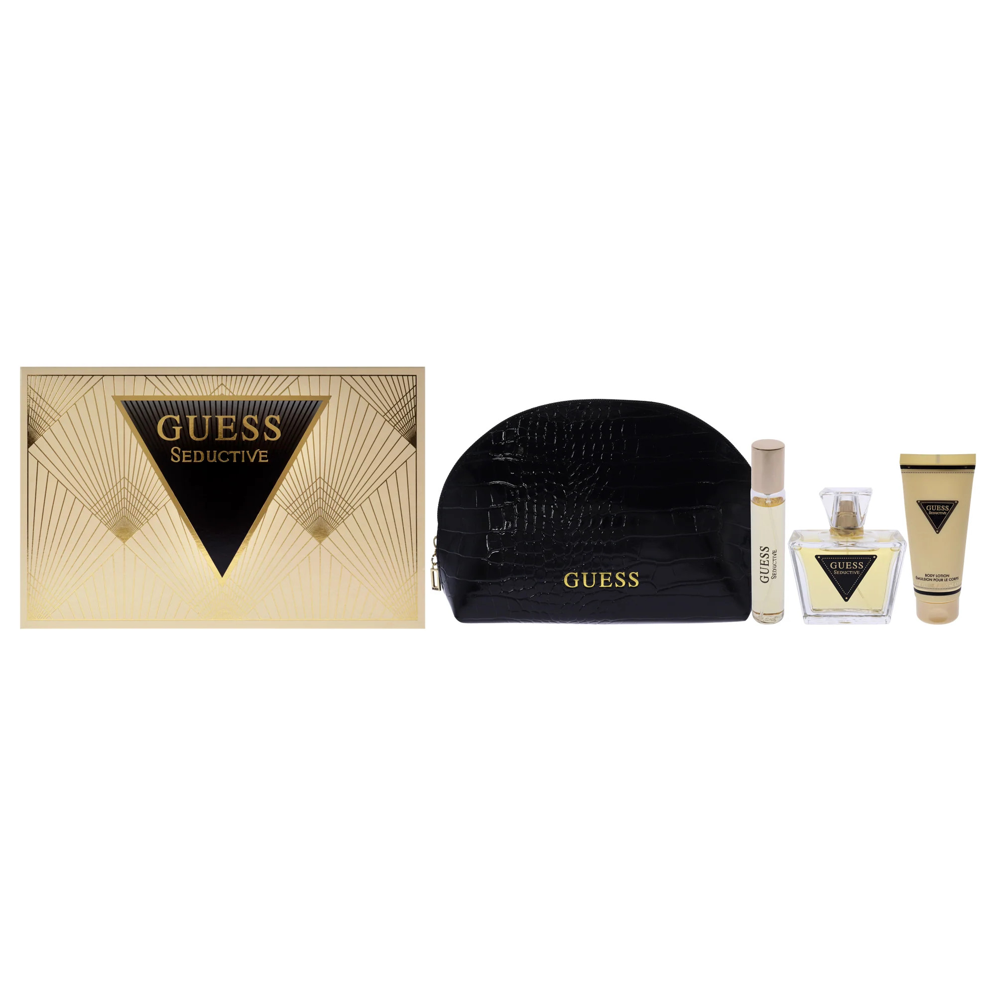 Guess Seductive by Guess for Women - 4 Pc Gift Set 2.5oz EDT Spray, 0.5oz EDT Spray, 3.4oz Body Lotion, Pouch | Shop Simon
