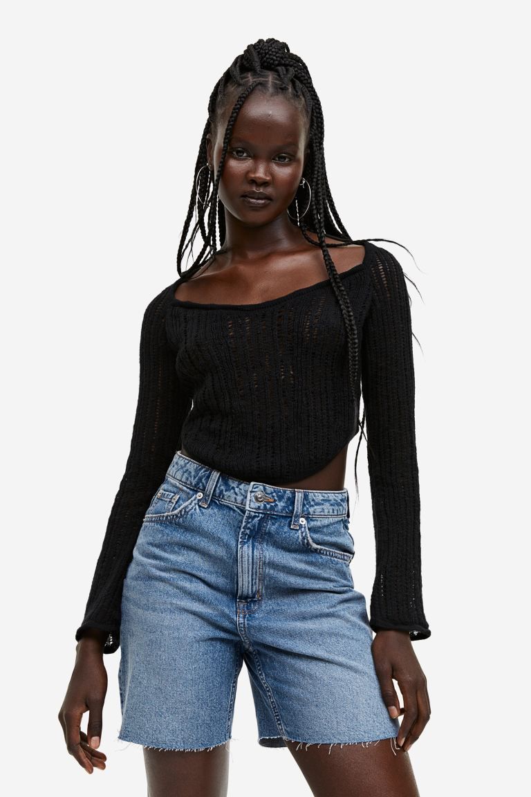 Bermudashorts High Waist - Helles Denimblau - Ladies | H&M AT | H&M (DE, AT, CH, DK, NL, NO, FI)