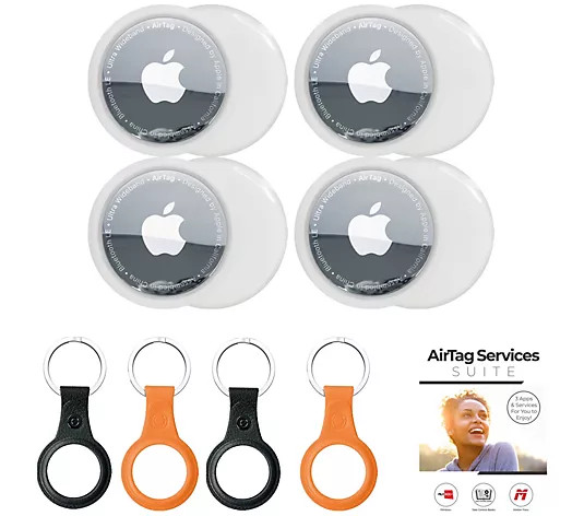 Apple AirTags 4-Pack w/ Keychains and Voucher - QVC.com | QVC