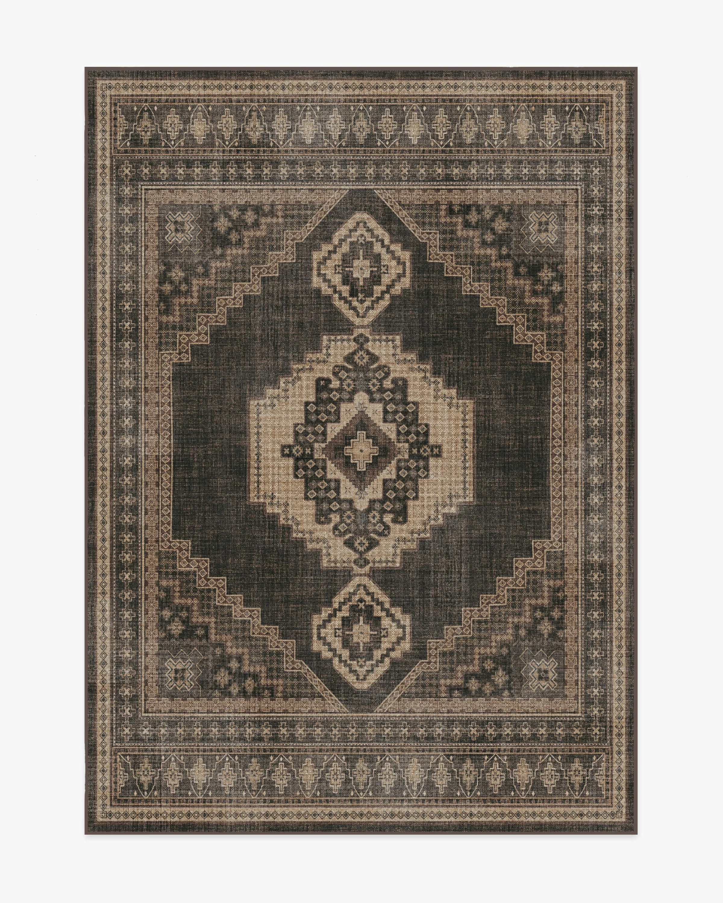 Rayne Charcoal & Tan Rug | Ruggable | Ruggable