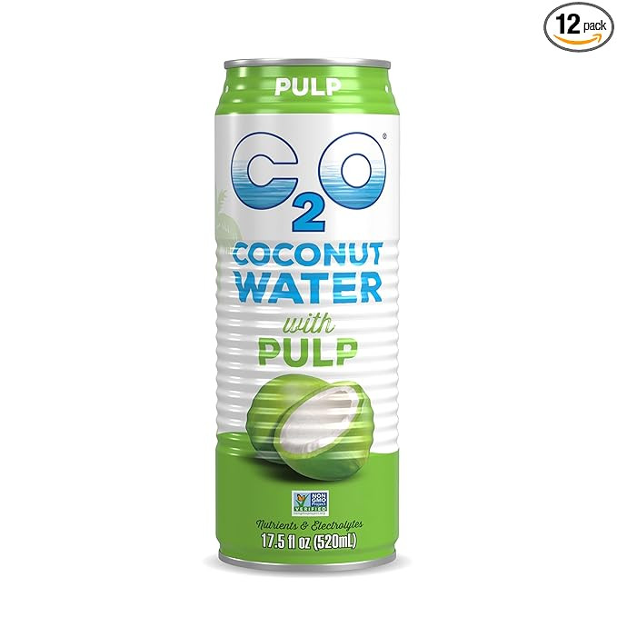 C2O Pure Coconut Water with Pulp | Plant Based | Non-GMO | No Added Sugar | Essential Electrolyte... | Amazon (US)