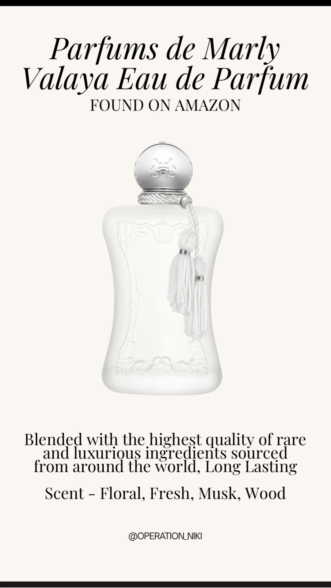 An everyday fragrance that feels refined and effortless ✨🌸 Parfums de Marly Valaya Eau de Parfum is soft, clean, and long lasting with a fresh elegance that works from day to night. One of those scents that always gets compliments. Follow for more @OPERATION_NIKI on IG, TikTok, & Facebook #parfumsdemarly #valaya #fragrancefinds #luxuryperfume #scentoftheday #beautyfinds #amazonbeauty #perfumelovers #operationniki #LTKselfcare

#LTKselfcare #LTKBeauty