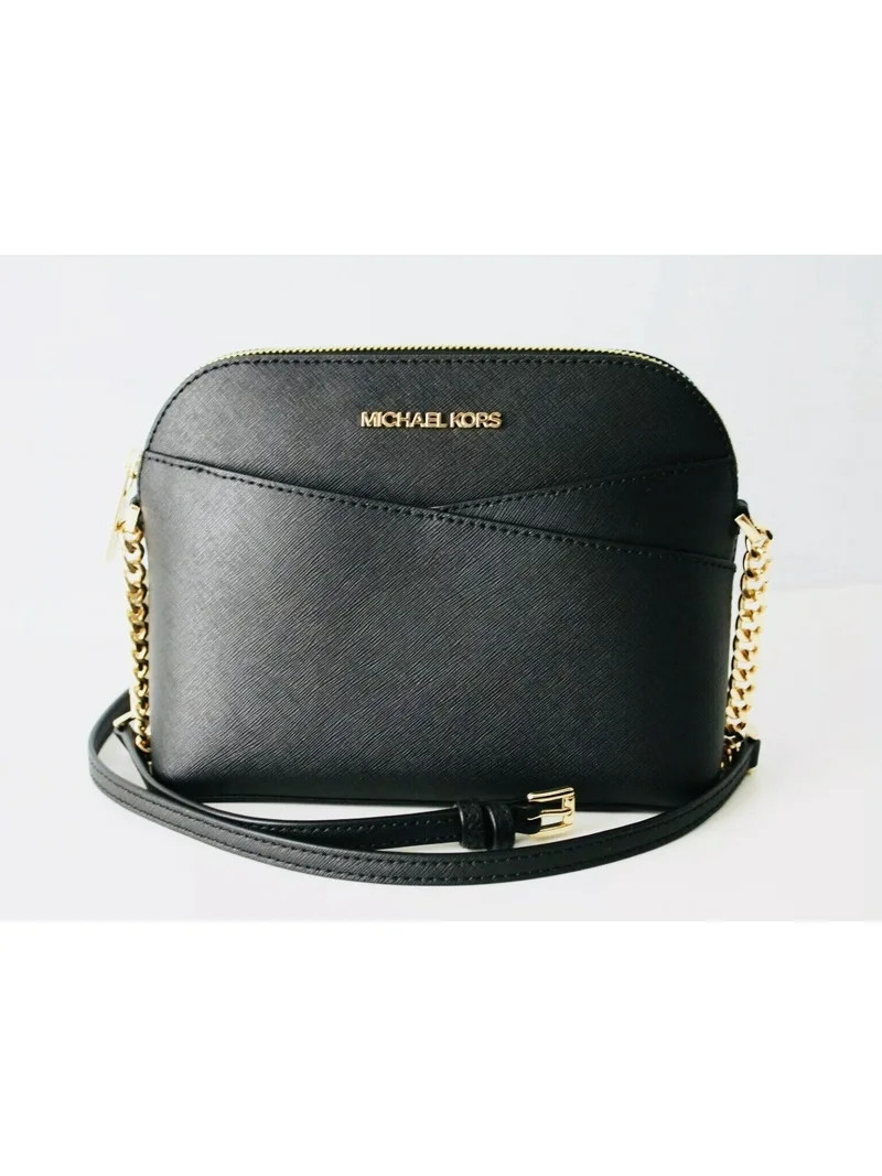 Michael Kors Jet Set Travel Medium Leather X Cross Dome Crossbody Handbag (Black Solid/Gold) - Wa... | Walmart (US)