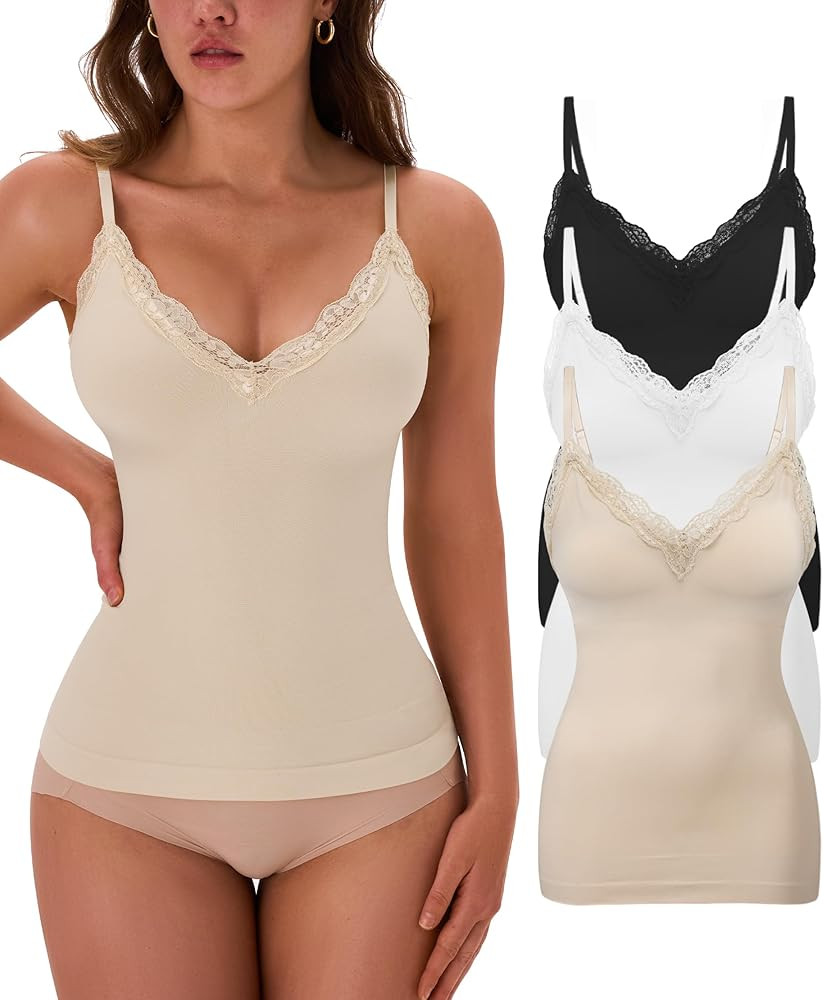 EUYZOU Womens Tummy Control Shapewear Tank Tops Seamless V-Neck Compression Tank Tops Body Shaper... | Amazon (US)