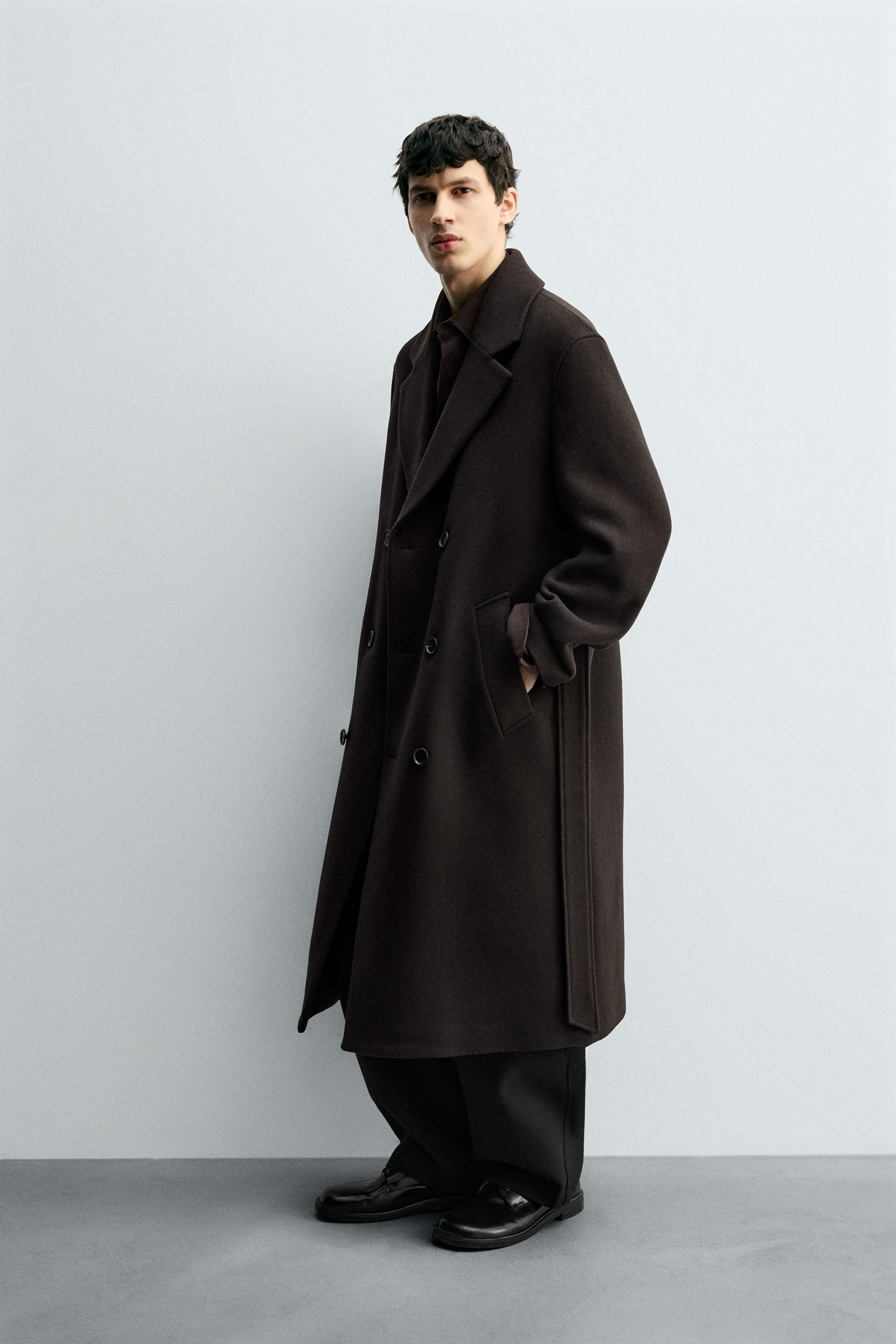 DOUBLE-BREASTED WOOL BLEND COAT WITH BELT | Zara UK